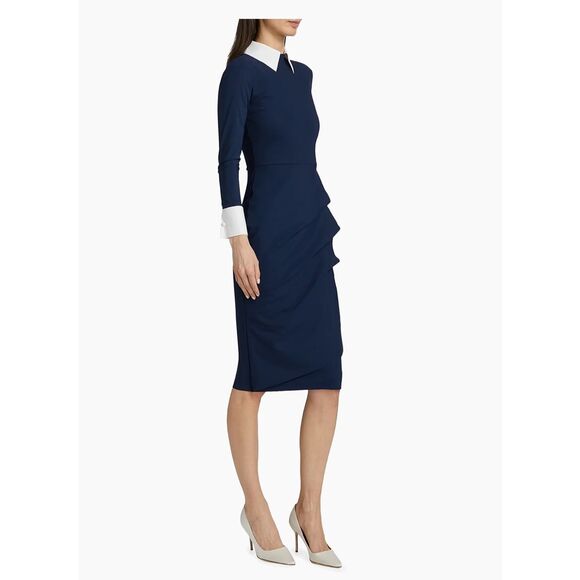 Chiara Boni La Petite Robe Womens Ferflo Bic Collared Cocktail Dress Blue 8 - Picture 4 of 13